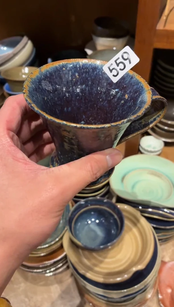 瓷片善*啊559,陶泥紫马克杯1个