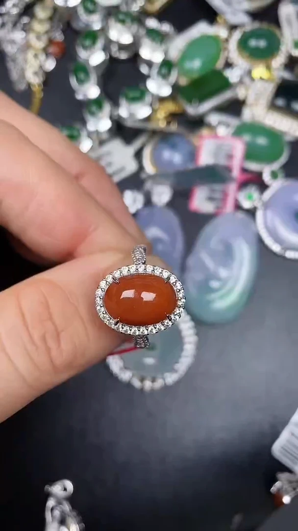 银S925镶嵌戒指翡翠1200