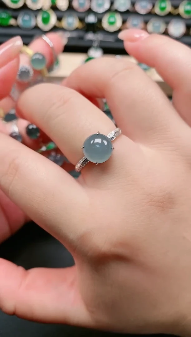 翡翠戒指银S925镶嵌111111