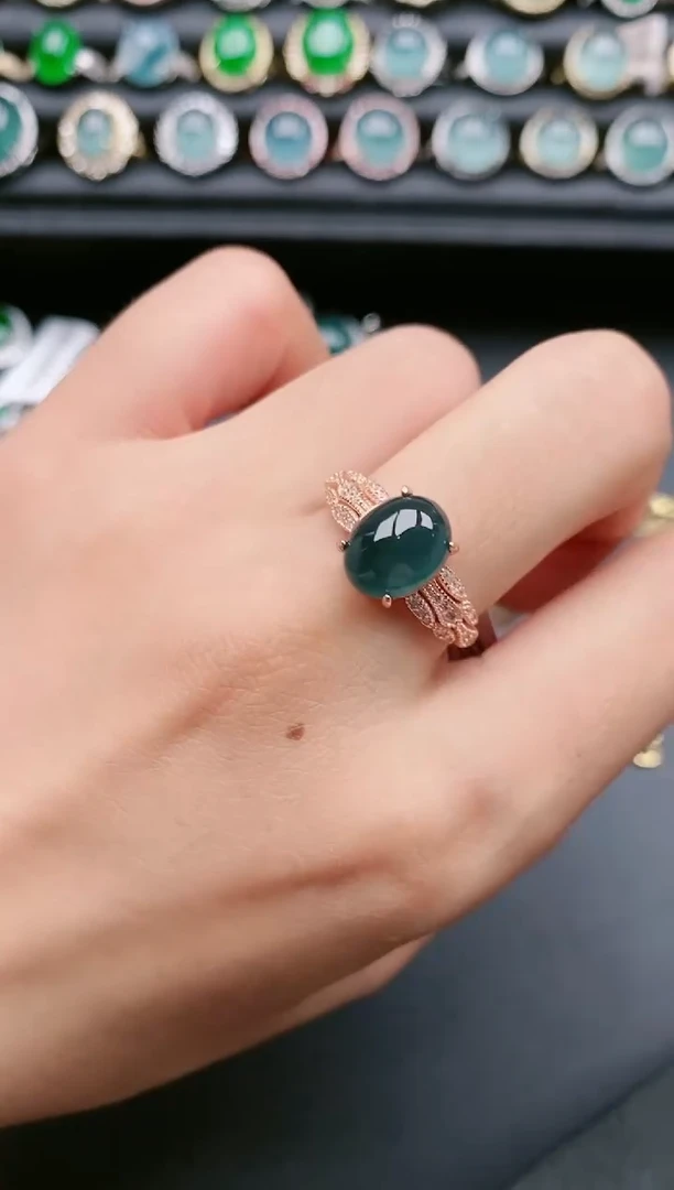 翡翠戒指银S925镶嵌1111111