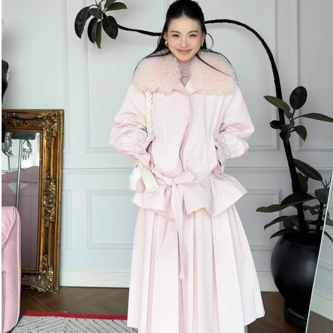 【北岛日记】暖灯夜话冬韩系减龄派克服羽绒套装短款羊羔毛大翻领