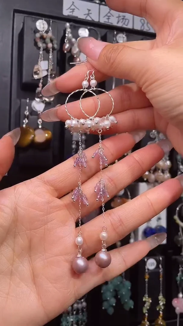 银S925镶嵌耳饰紫晶月****۶ 月夜的战٩(￥A￥)۶