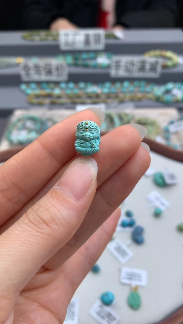 未镶嵌绿松石精工雕刻茜.A63