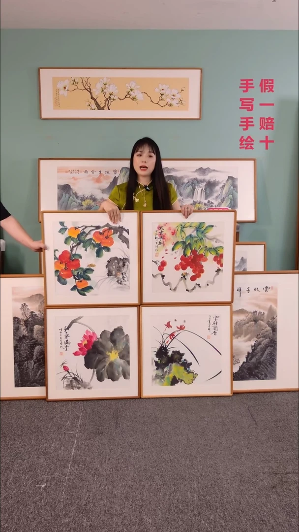 国画花鸟三幅60*60孙吉祥