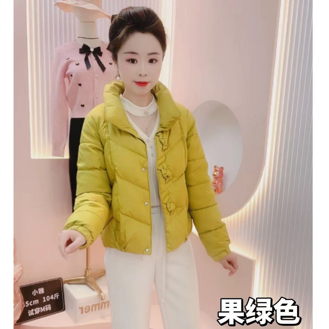 JUYA 蝴蝶结装饰扣2025年冬季新款时尚百搭显瘦洋气保暖棉服外套