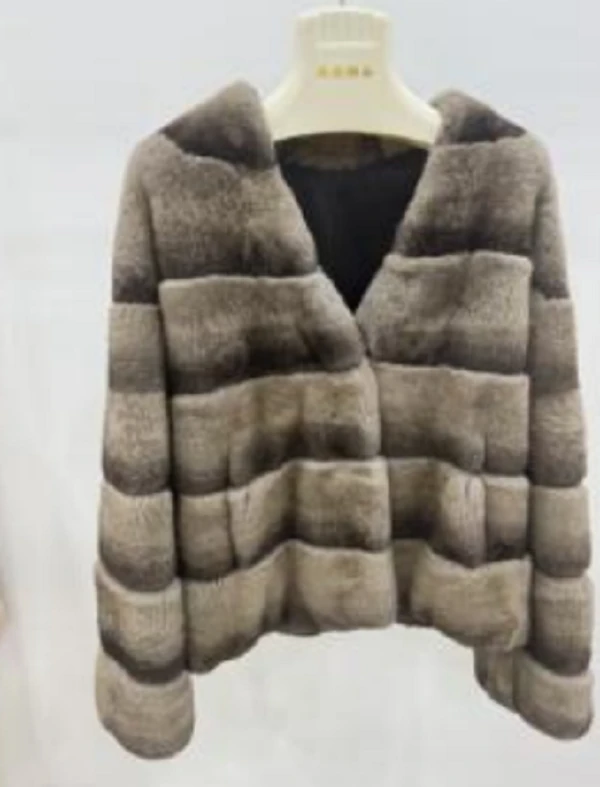 MDL013V领条纹皮草女秋冬季新款复古皮草獭兔