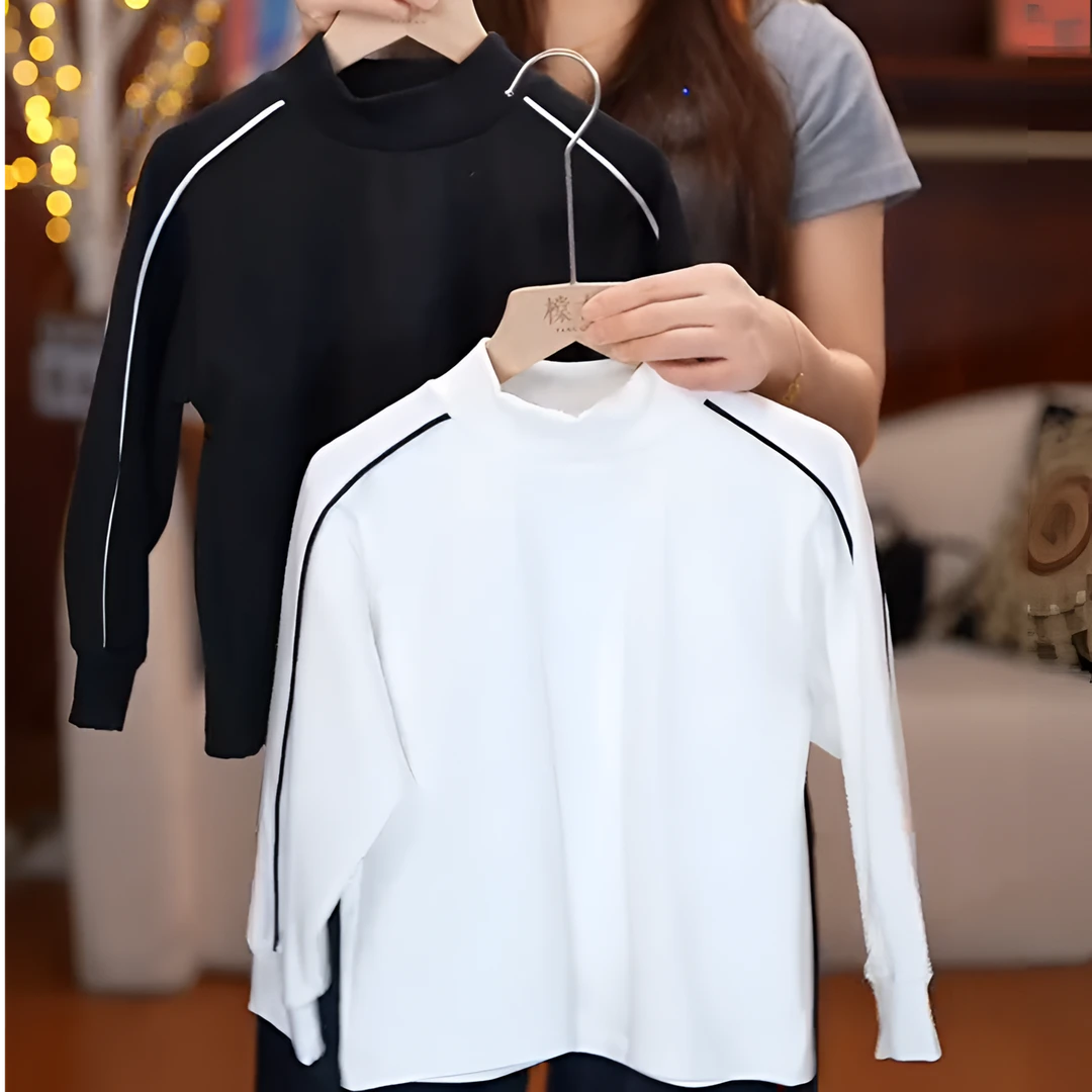 男童高级T恤2025秋冬新款中大童设计感时尚半高领打底衫秋冬上衣