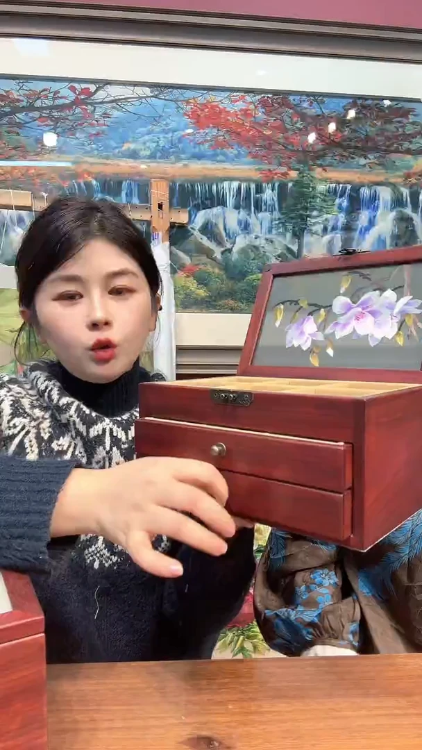 竖款非遗苏绣手工刺绣首饰盒