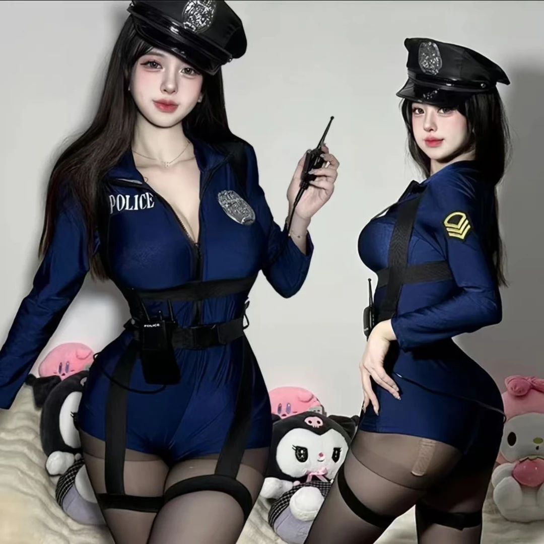 长袖性感连体欧美服装制服dj演出服显瘦蓝色时尚紧身动漫收腰包臀