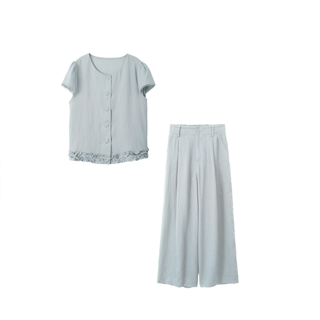 2025夏季新款轻奢蕾丝花边短袖套装B0043 XY