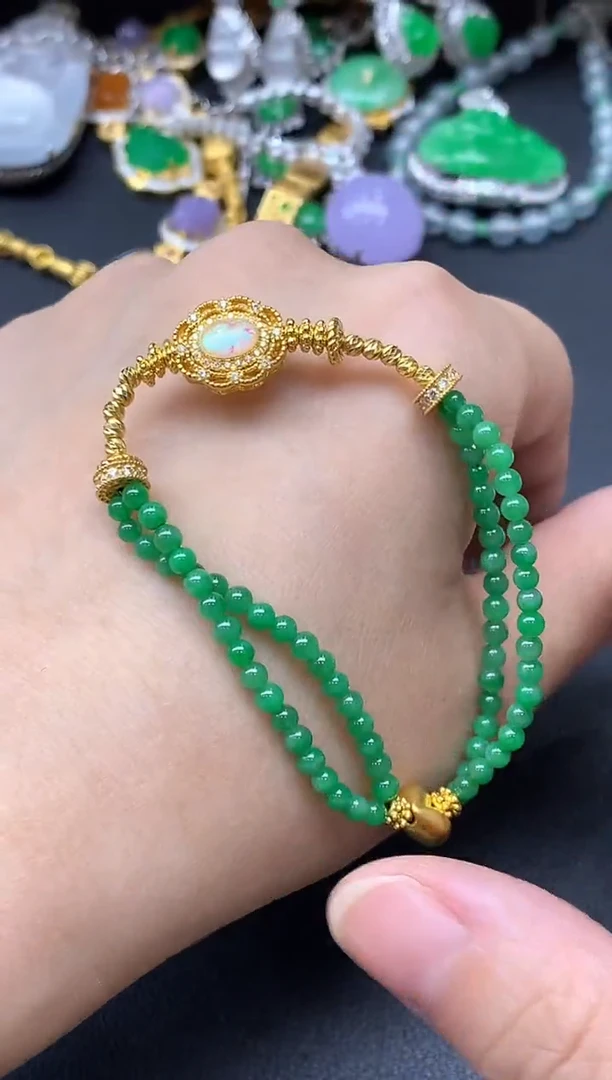 足金镶嵌手链翡翠?*阳331-中国好珍宝