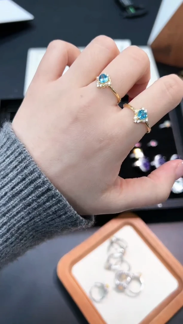 【闪购商品】托帕石戒指银S925镶嵌6l多样性发其一/1个