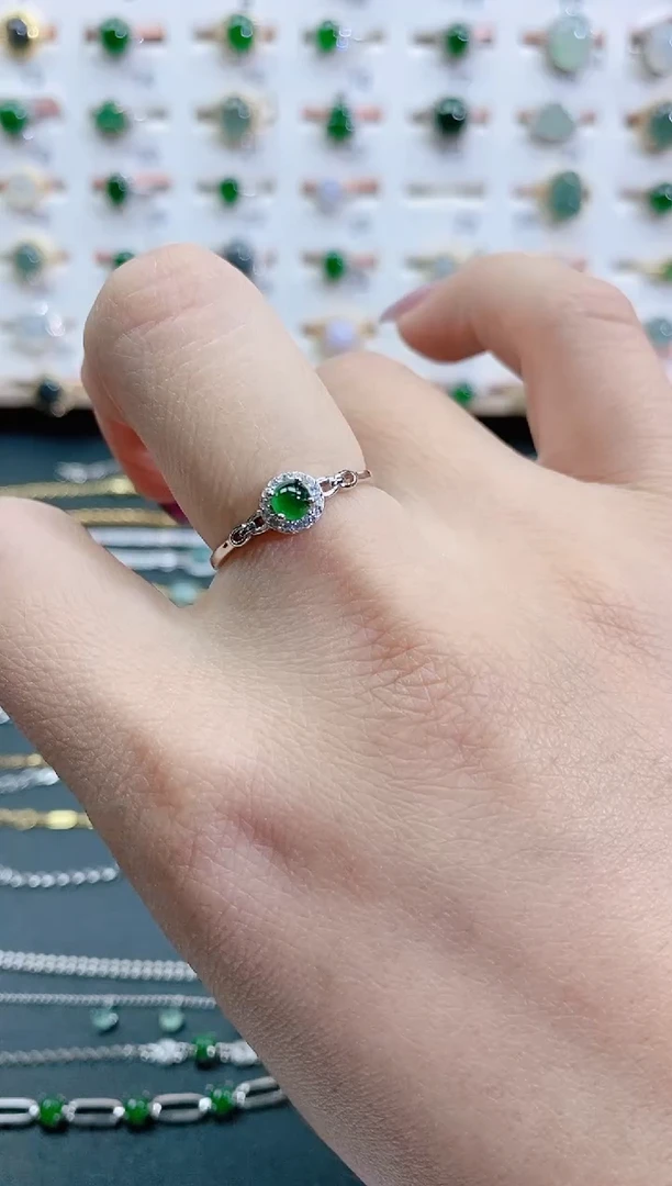 银S925镶嵌戒指翡翠天然翡翠