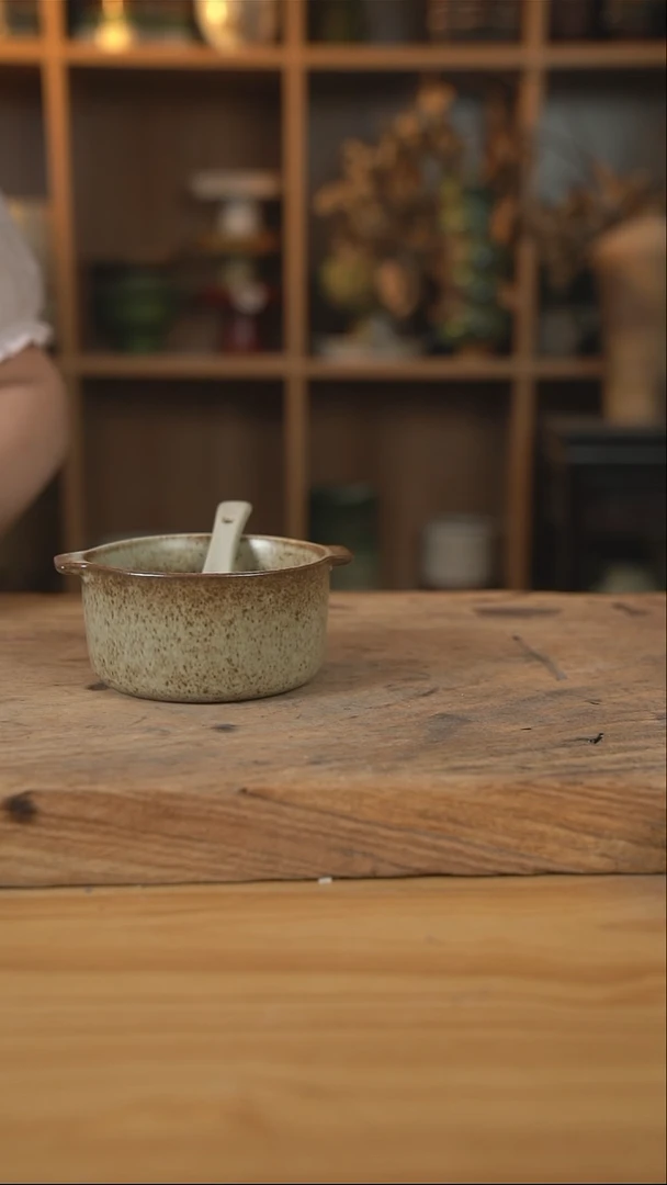 奶奶系列的双耳早餐碗加勺子