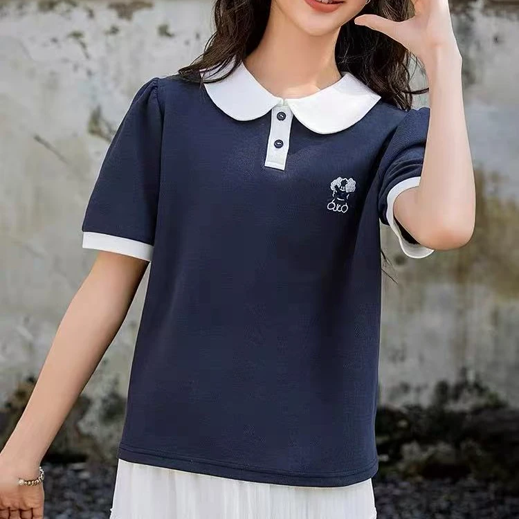 女大童polo衫短袖t恤夏季薄款2025新款百搭初中生时尚夏装上衣