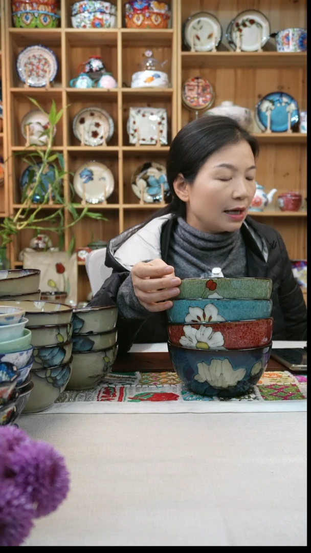 瓷片小可陶瓷四只面碗