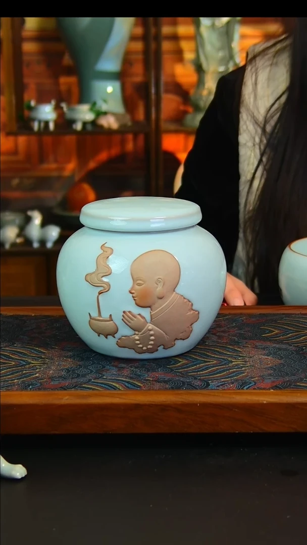 瓷片微瑕茶叶罐，简装