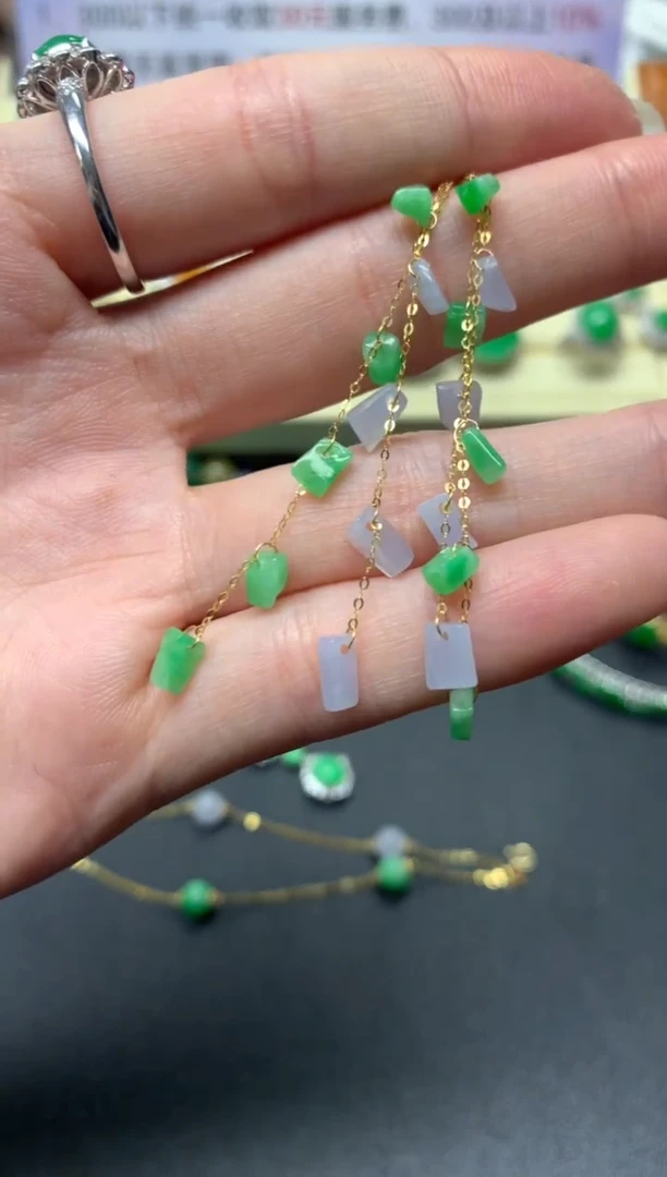 【闪购商品】翡翠耳饰18K金镶嵌多样性发其一|400+40