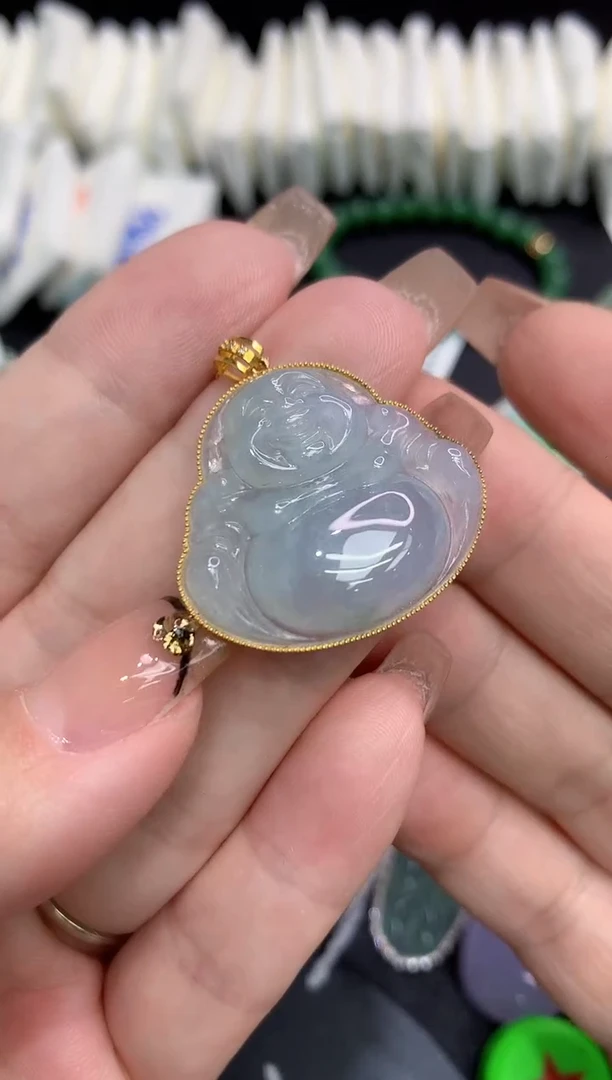 吊坠(不含链)18K金镶嵌翡翠111