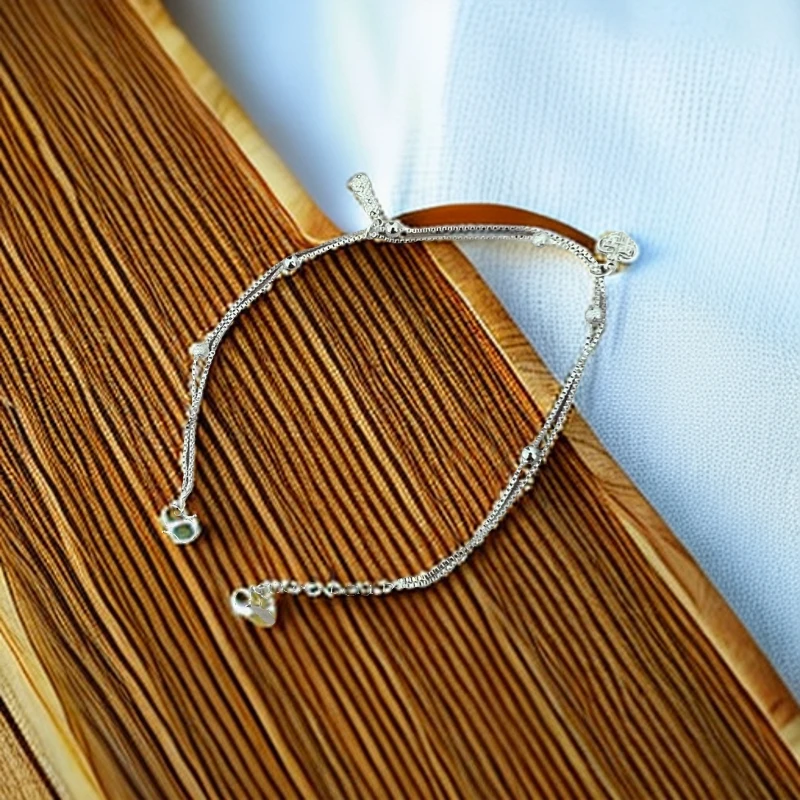 足银脚链 福遇足银 FUYU  60  足银花生爱心脚链