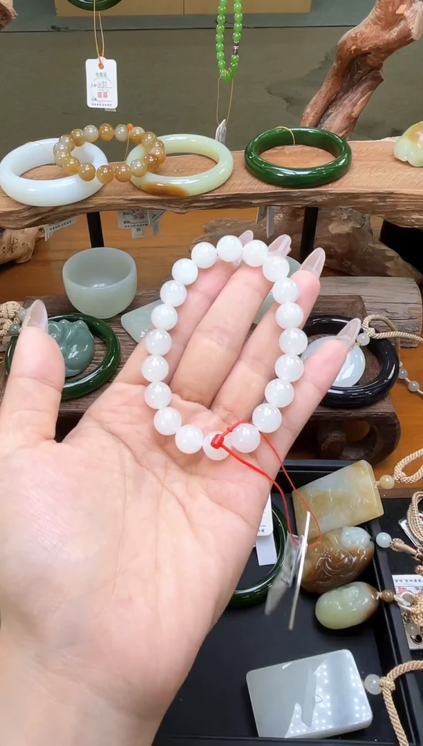 未镶嵌手串和田玉卡10黑山料 圆珠 9011385