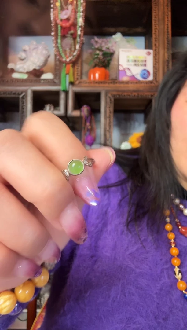 银S925镶嵌戒指和田玉垚*垚天然