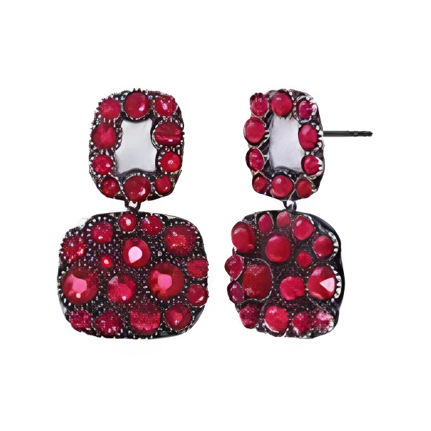 铜合金耳饰 德产konplott红方耳环气质复古明艳时尚【正品中古】