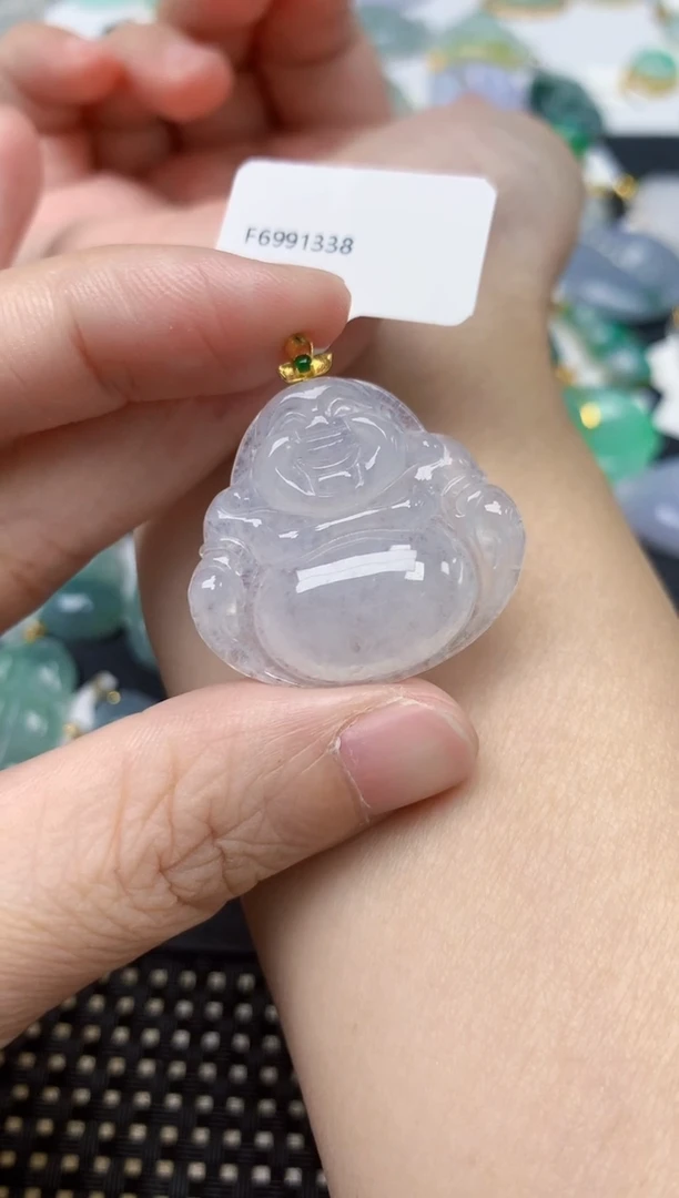 颈饰18K金镶嵌翡翠天然缅甸A货翡翠