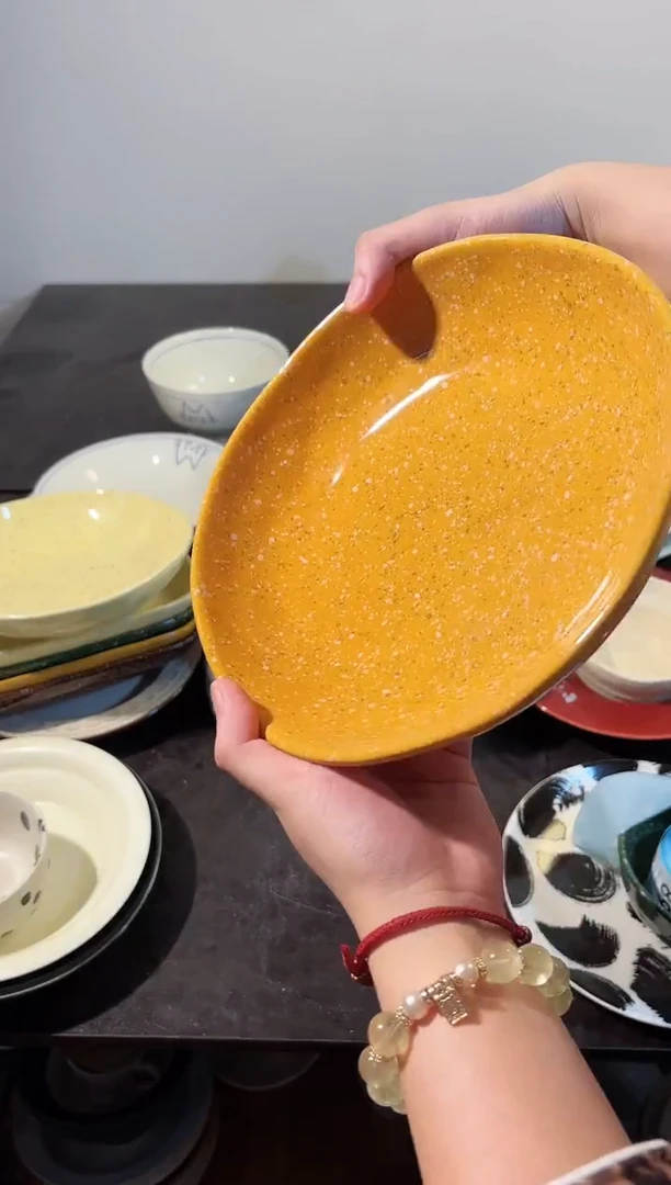 陶泼墨8英寸深盘*1橘色