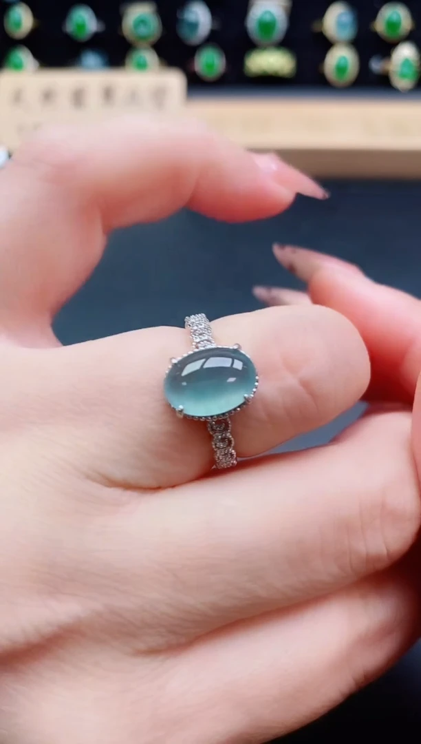 银S925镶嵌戒指翡翠1