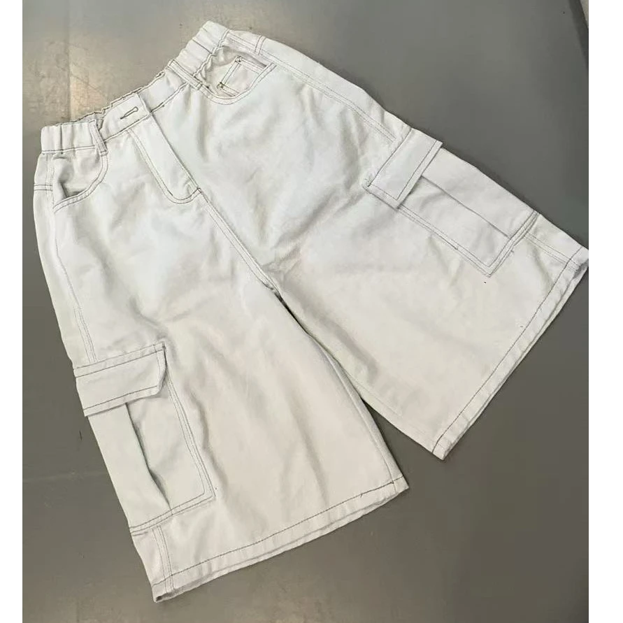 【文乐乐】春夏新款个性重工时尚休闲潮流百搭工装裤五分中裤8216