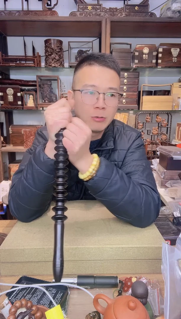 【闪购商品】乌木类书架366紫光檀12轮擀筋棒摆件  库存微瑕