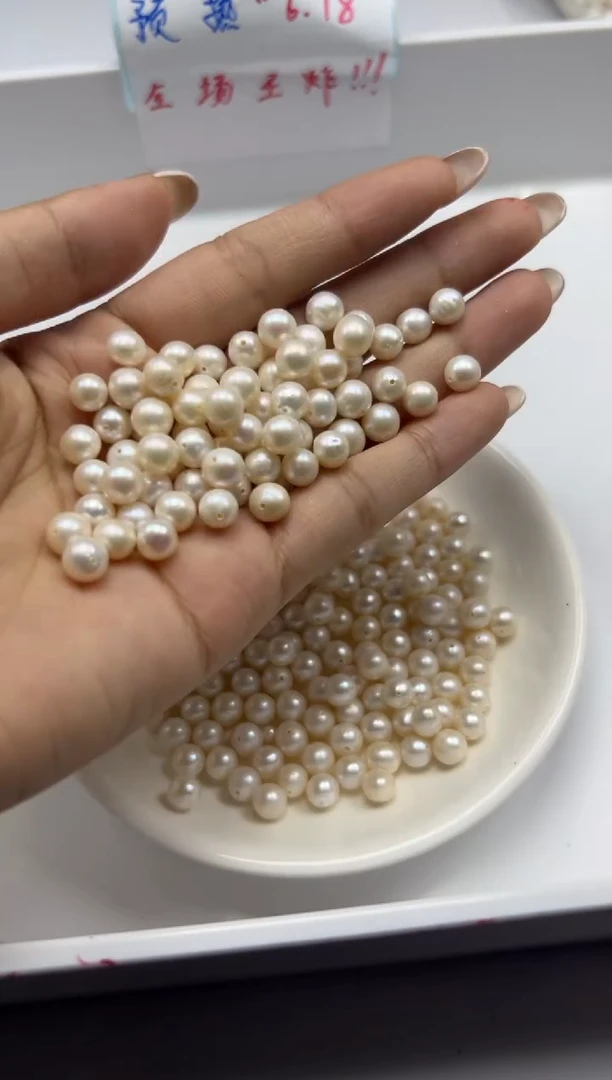 淡水珍珠未镶嵌颈饰 w2221近圆珍珠6mm*10颗