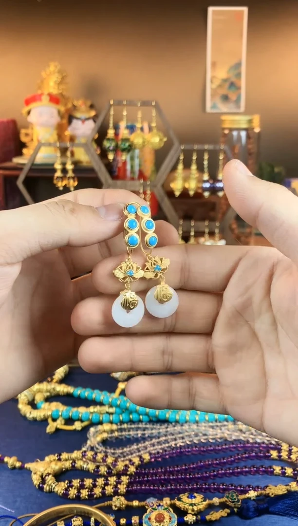 【闪购商品】平安扣莲花如意耳钩