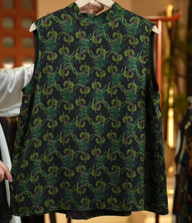 彩云裳《非遗美学》1390中式复古印花减龄显瘦无袖上衣