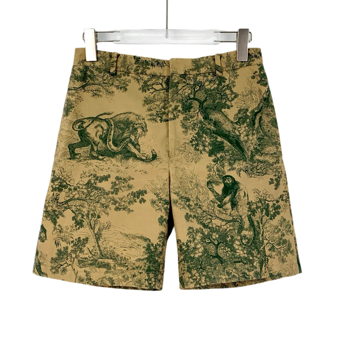 99新 DIOR/迪奥 EW0069 动物丛林印花棉质休闲短裤 34 XXS码