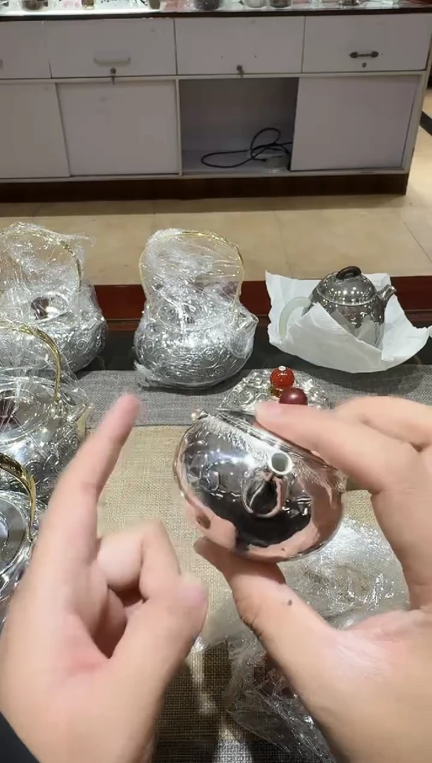 【闪购商品】足银999精工红把泡茶壶