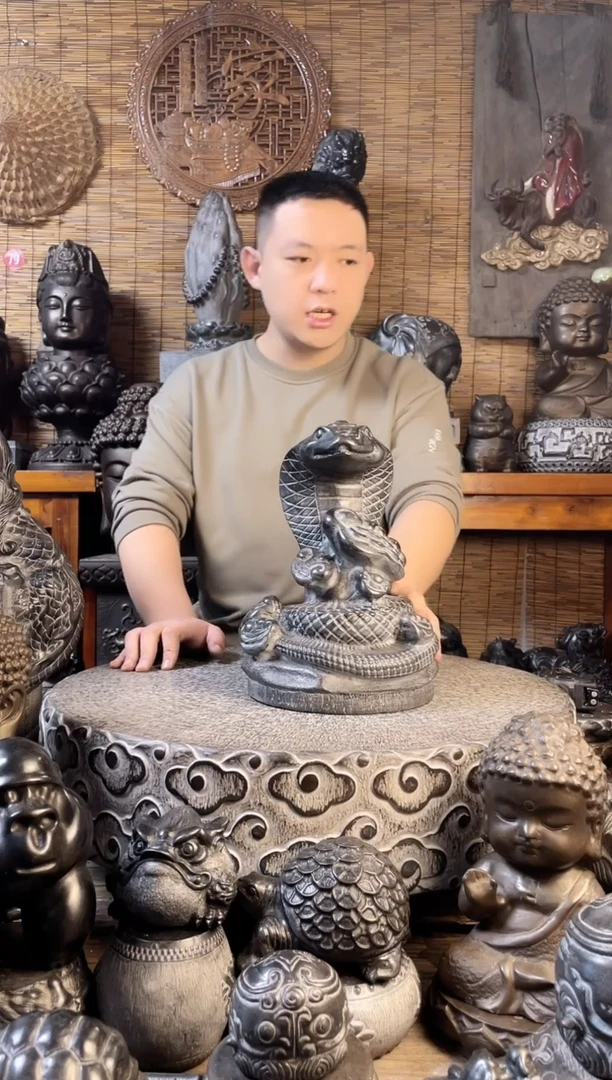 【闪购商品】30如意蛇天然青石雕刻