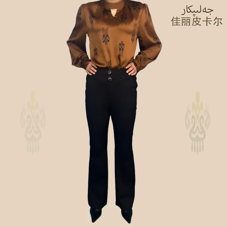 佳丽皮卡尔2025新款设计感洒金高级感显瘦显腿长喇叭裤5679