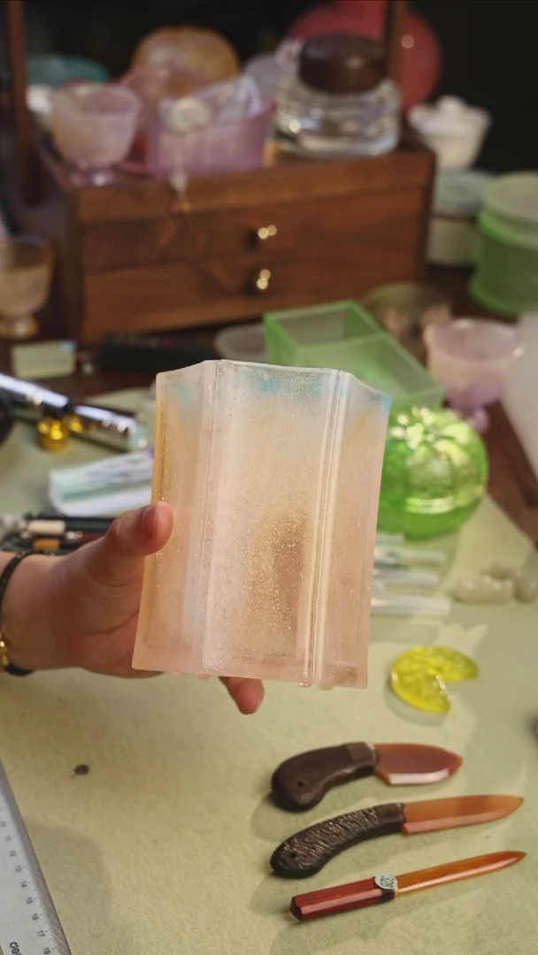 古法琉璃笔筒111