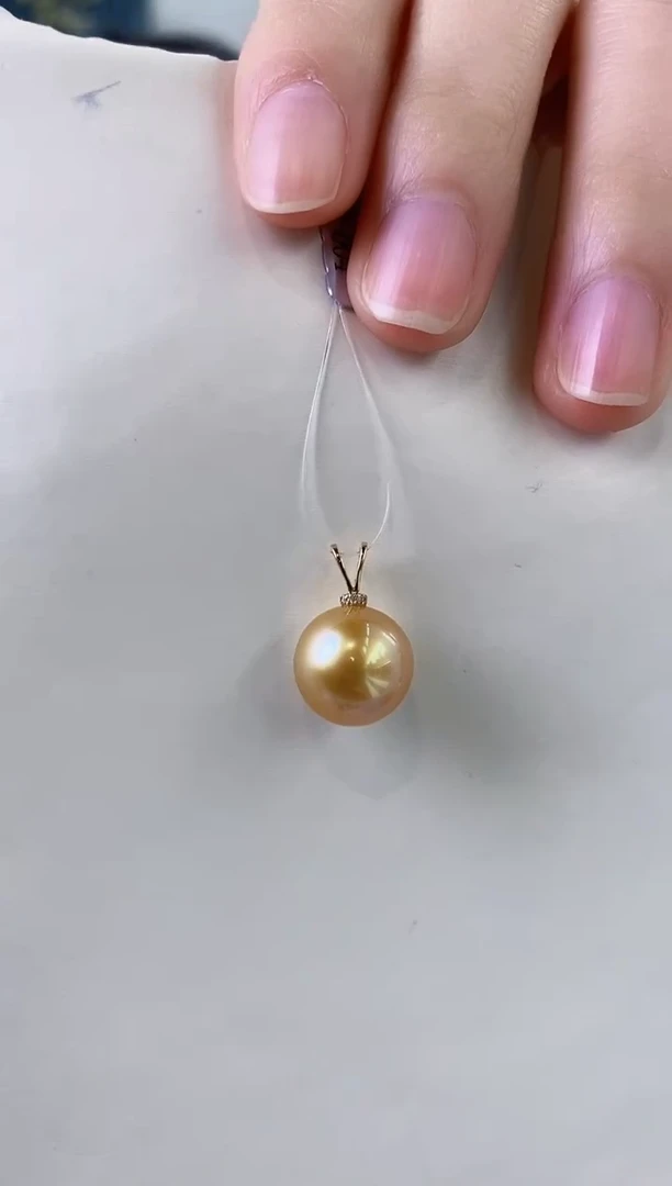 【闪购商品】海水珍珠吊坠(不含链)18K金镶嵌11-12南洋金珍珠吊坠