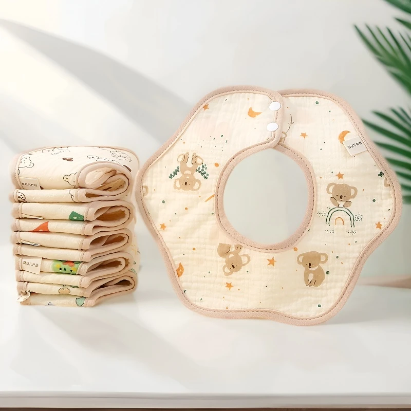 ‌婴儿纯棉口水巾新生儿防水速干A类纱布围嘴防污可旋转口水巾婴儿