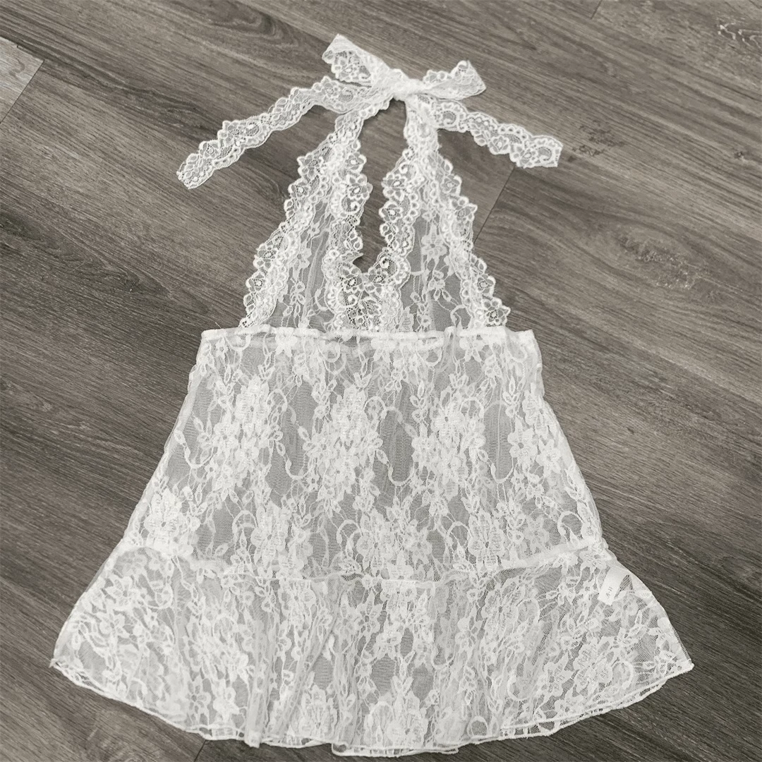 蕾丝挂脖吊带背心内搭白色 镂空通勤打底百搭