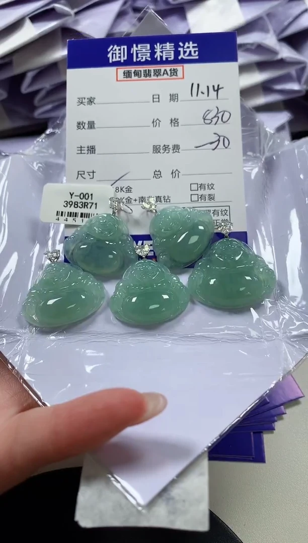 颈饰18K金镶嵌翡翠41多样性发货其一