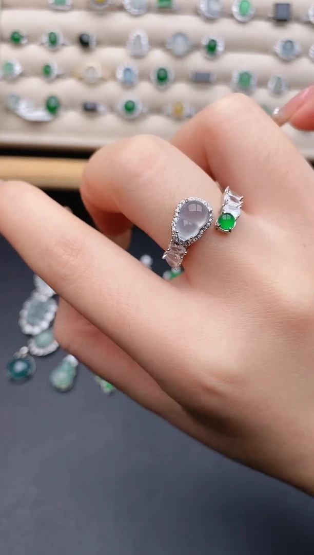 银S925镶嵌戒指翡翠0