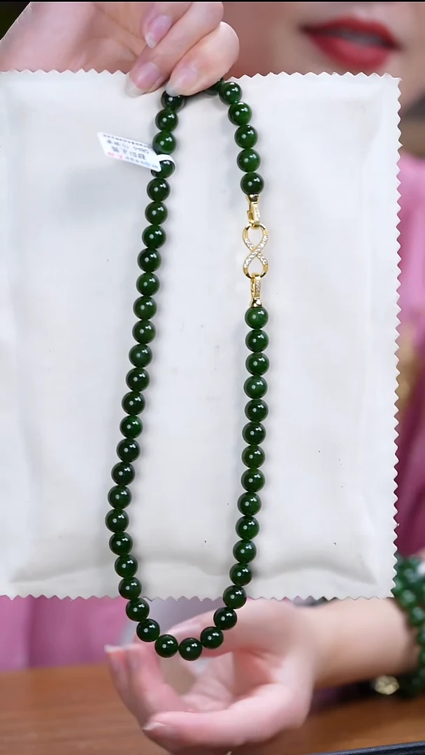 和田玉（碧玉）未镶嵌项链10mm气质妈妈项链