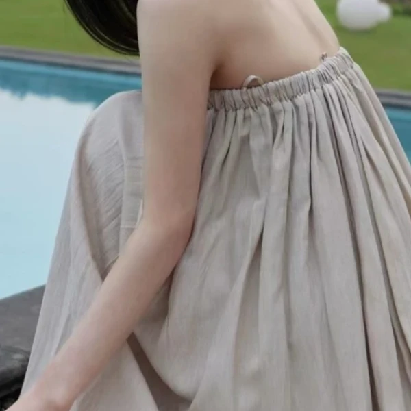 【清仓活动款】【墨离】一字肩气质夏款连衣裙长裙吊带露肩抹胸