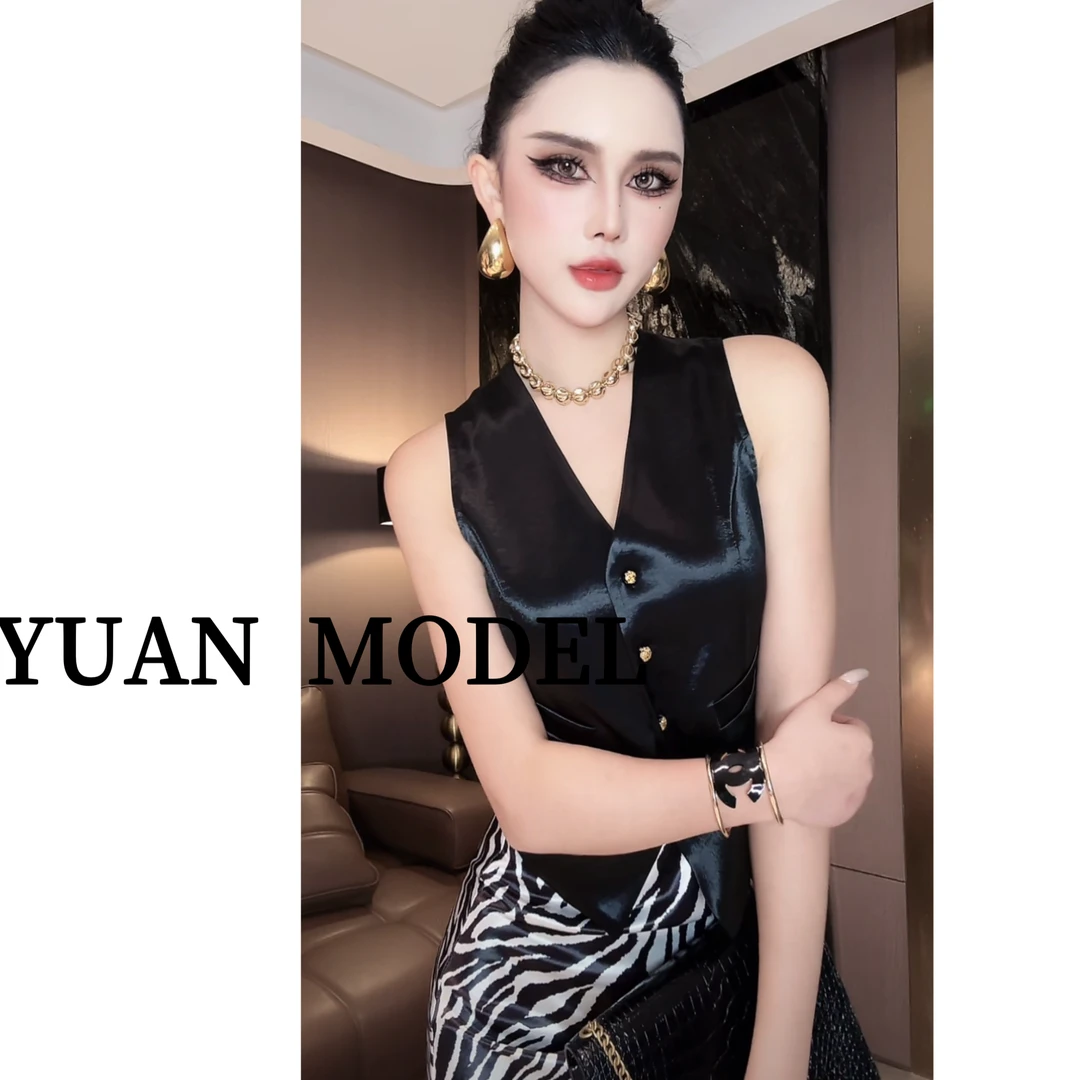 【YUAN MODEL】媛老板-夏季时装后背网纱无袖马甲背心女装 061250