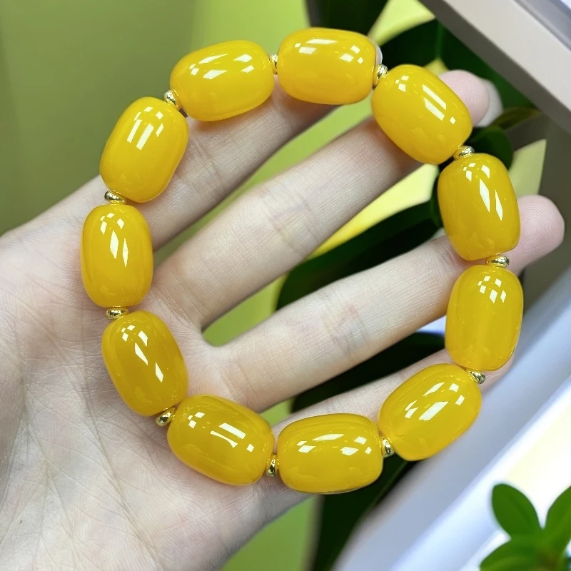 t06尺寸约12x17mm11颗天然正品黄玛瑙桶珠玉石手串