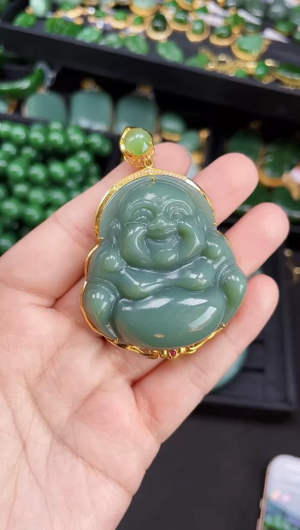 【闪购商品】和田玉吊坠18K金镶嵌48MM 多样性发一